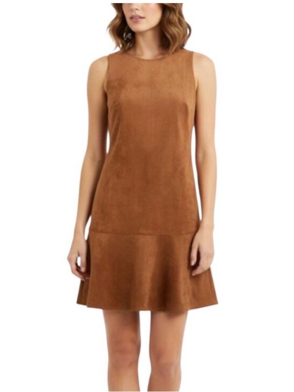 Faux Suede Drop Waist mini Dress in Walnut Size 4